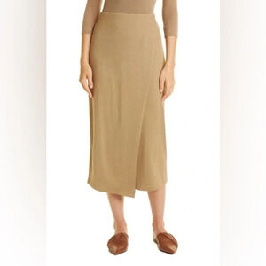 NWT  Vince Overlap Knit Skirt In Dark Wheat